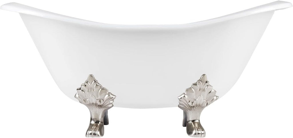 Signature Hardware 915546-72-RH-ND Arabella 72' Cast Iron Soaking Clawfoot Tub with Pre-Drilled Overflow Hole and 7' Rim Holes - Less Drain - White/Matte Black Feet