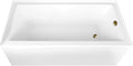 Aqua Eden CVTAP663222R3 66' Acrylic Rectangular 3-Wall Alcove Tub, Right Hand Drain, Glossy White/Antique Brass