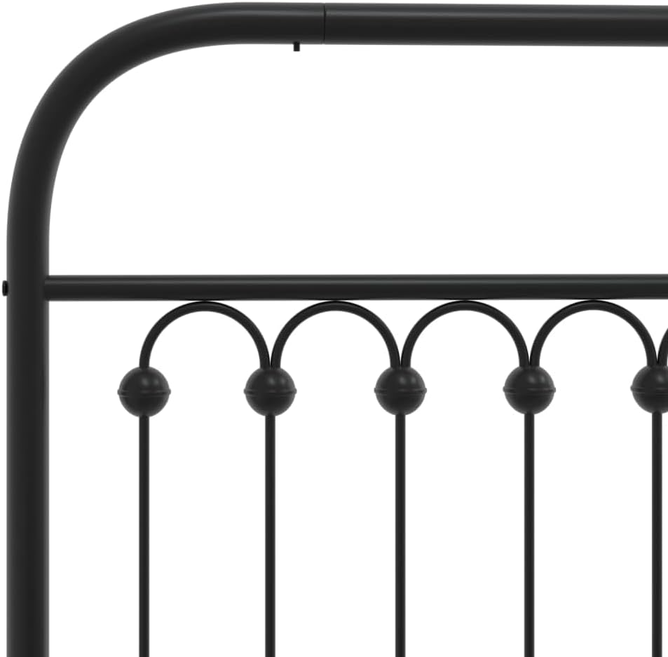 Twin Bed Frame Black Steel Rectangular Traditional Sturdy Metal Bed Frame with Elegant Headboard for Bedroom and Guest Room Single Sleeper
