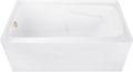 Aqua Eden CVTAP543023L7 54' Acrylic Rectangular 3-Wall Alcove Tub with Armrests, Left Hand Drain, Glossy White/Brushed Brass