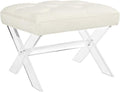 Modway Swift Acrylic X-Base Entryway Modern Bench With Tufted Fabric Upholstery in Ivory