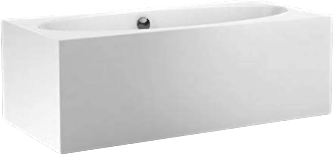 Carver Tubs - Aphrodite 67' - Modern White Minimalist Freestanding Soaking Bathtub, w/Chrome Drain, Rectangle Spacious Acrylic Fiberglass Oval Interior Tub, Deep Relaxing Soak, 67'L x 31.5'W x 23'H
