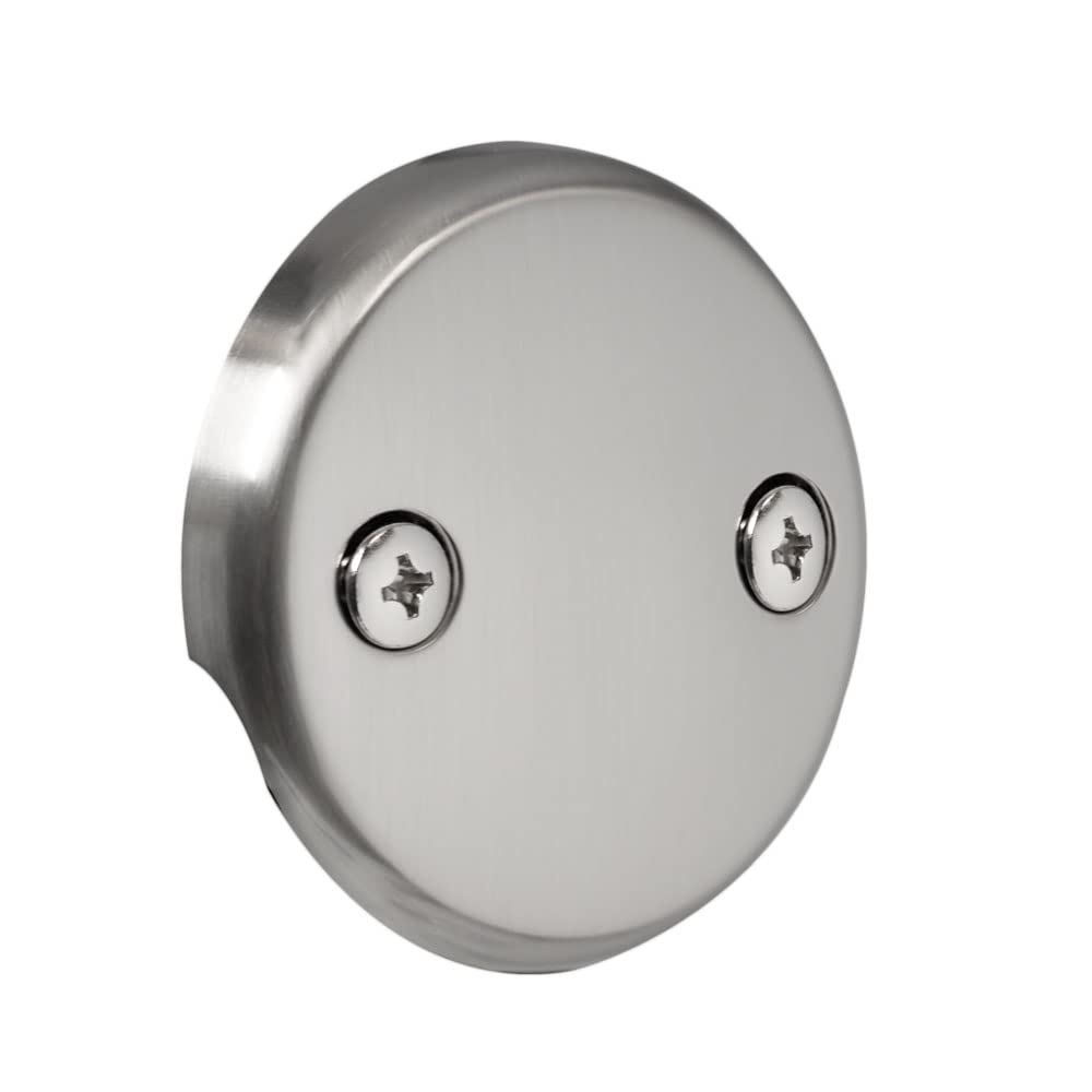 Westbrass 14' 17 Gauge Brass Tip-Toe Drain Bath Waste and Overflow with 2-Hole Faceplate, Satin Nickel, D325-07