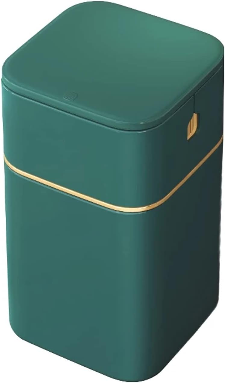 Trash Cans Trash Can,Nordic Style Seal Press for Kitchen Bathroom Office Storage Bucket Dustbins Accessories with Lid Garbage Deep Green Deep Blue 15L Kitchen Garbage can (Color : Deep Green)