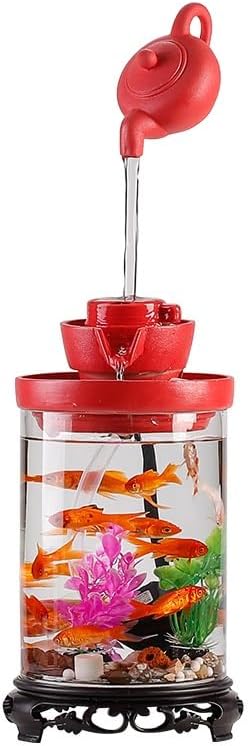 Small Indoor Fountains Tabletop Fountain Flowing Water Fish Tank Ornaments Circulating Glass Landscape Living Room Office Desktop Ornaments Desktop Fountains for Home