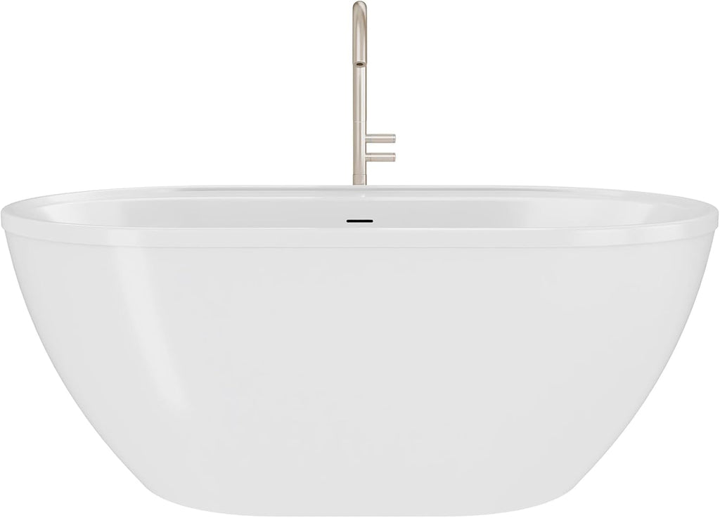 DreamLine Essence 65 3/8 inch L x 36 1/4 inch W x 23 5/8 inch H Freestanding Acrylic Bathtub with Brushed Nickel Drain