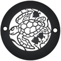 4 Inch Round Shower Drain Cover, Turtle Design (Matte Black)