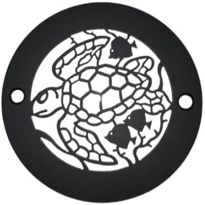 4 Inch Round Shower Drain Cover, Turtle Design (Matte Black)