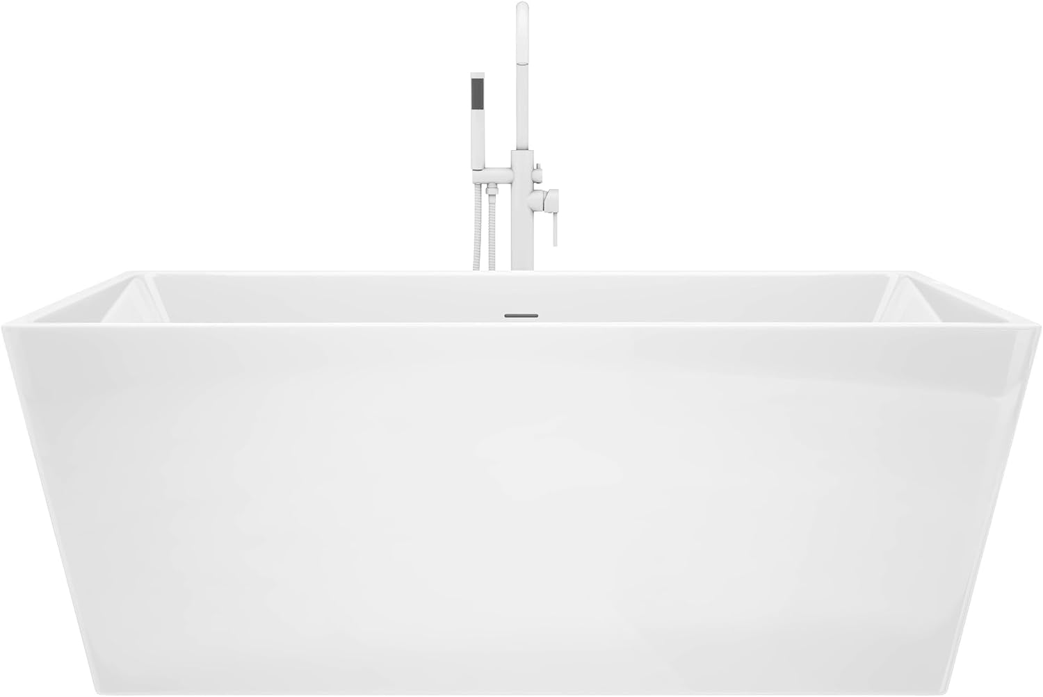 DreamLine Allure 59 inch L x 29 1/2 inch W x 22 7/8 inch H Freestanding Acrylic Bathtub with Brushed Brass Drain