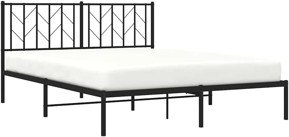 Queen Bed Frame Metal with Headboard Black 59.1'x78.7' Steel Platform Bed Frame Sturdy Bedframe with Underbed Storage Space for Bedroom Furniture
