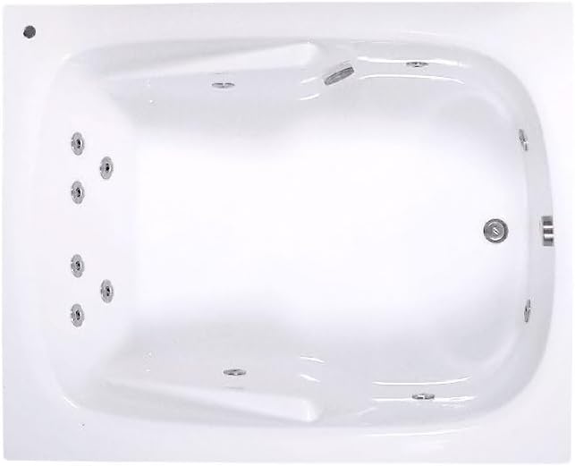 60 in. x 48 in. Acrylic Rectangular Drop-In Whirlpool Bathtub with Reversible Drain in Biscuit