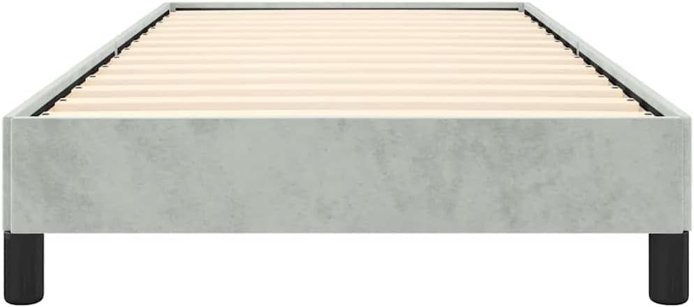 Light Grey Twin XL Bed Frame with Velvet Upholstery, Modern Minimalist Design for Contemporary Bedrooms, Durable Plywood Construction, Easy Assembly and Space Efficient