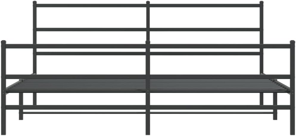 Metal Bed Frame King Size Black Steel Platform Bedframe with Footboard and Underbed Storage Space Sturdy Heavy Duty Bed Base for Bedroom Guest Room Home Furniture
