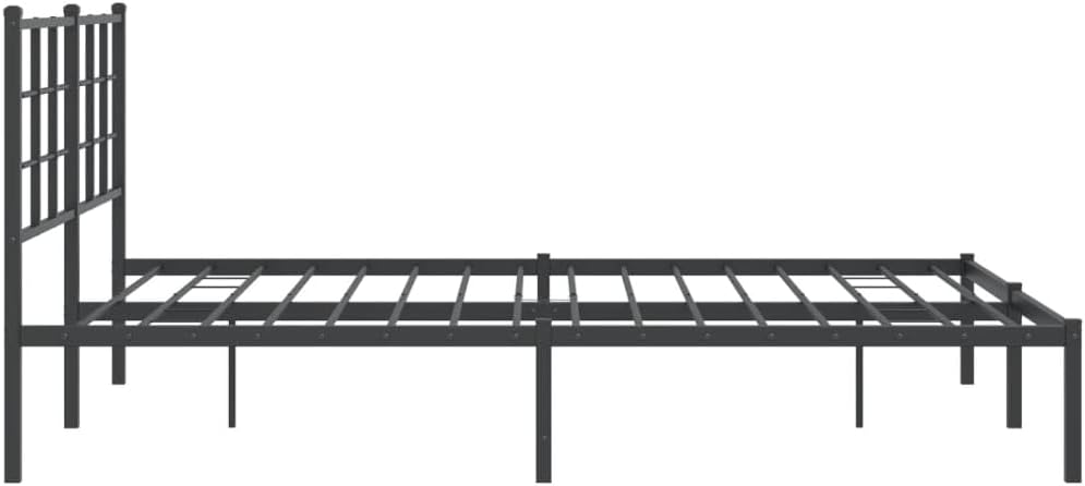 Metal Bed Frame with Headboard Queen Size Black Steel Platform Bedframe Sturdy Support Underbed Storage Space for Bedroom