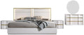 Pemberly Row 5-Piece Cali King Bedroom Set, Poplar & Engineered Wood, White/Gold Trim, High Gloss Finish, Includes Bed, Dresser, Mirror, 2 Nightstands, LED Headboard, Elegant Modern Design for Bedroom