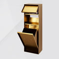 Shower Niche with Built-in Trash Can, Stainless Steel Bathroom Storage Rack, Built-in Bathroom Niche, Wall-Mounted Trash Can Cabinet, Multi-Functional Toilet Paper Holder,Gold