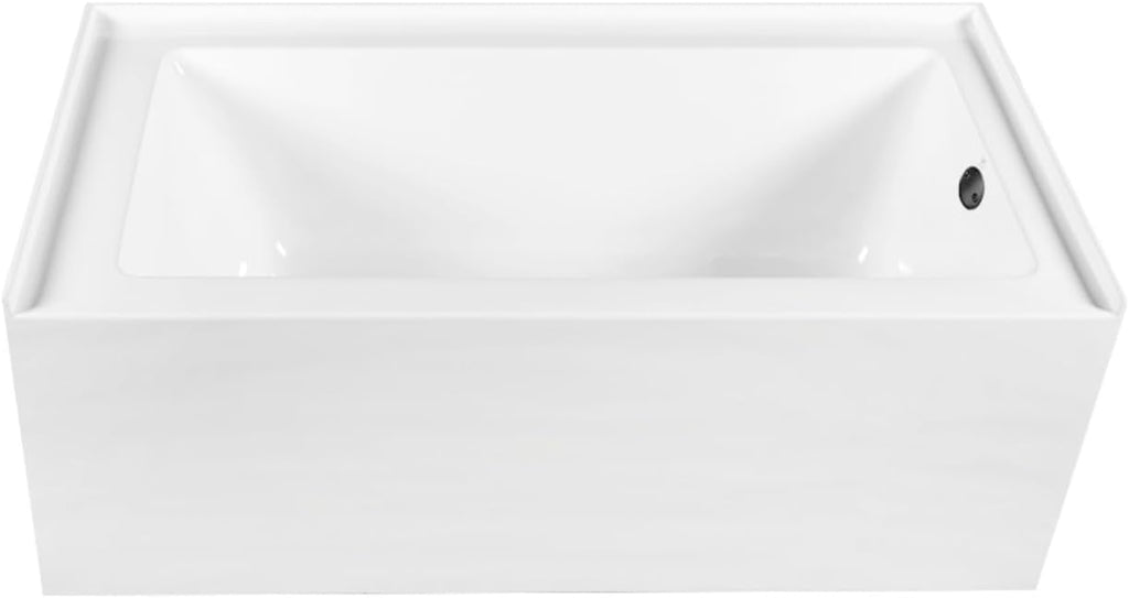 Aqua Eden CVTDE603122R0 60' Acrylic Rectangular 3-Wall Alcove Tub, Right Hand Drain, Glossy White/Matte Black