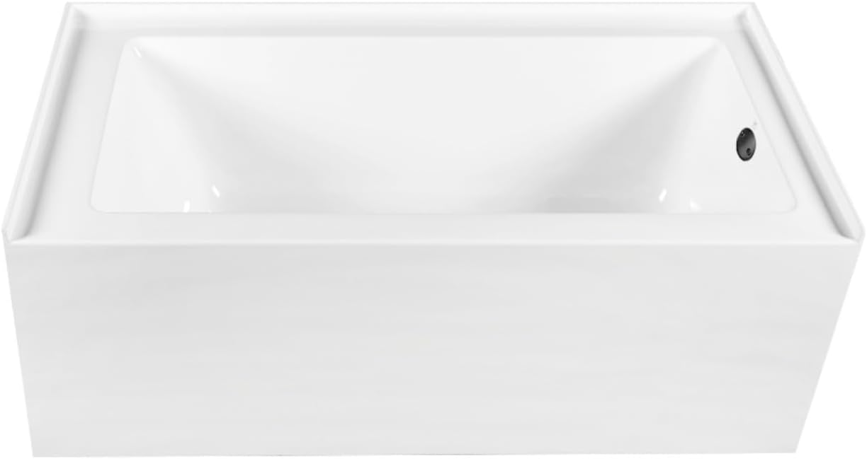 Aqua Eden CVTDE603122R0 60' Acrylic Rectangular 3-Wall Alcove Tub, Right Hand Drain, Glossy White/Matte Black