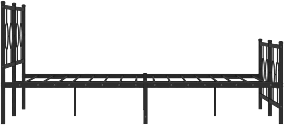 Queen Size Metal Bed Frame with Footboard Black 59.1'x78.7' Sturdy Steel Platform Bed Frame with Underbed Storage Space for Bedroom