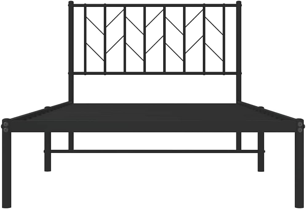 Metal Bed Frame with Headboard Black Twin Size Platform Bed Frame Sturdy Steel Construction Underbed Storage Space for Bedroom Furniture
