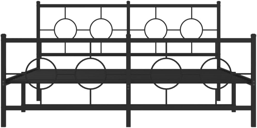 Queen Size Metal Bed Frame with Footboard Black 59.1'x78.7' Sturdy Steel Platform Bed Frame with Underbed Storage Space for Bedroom