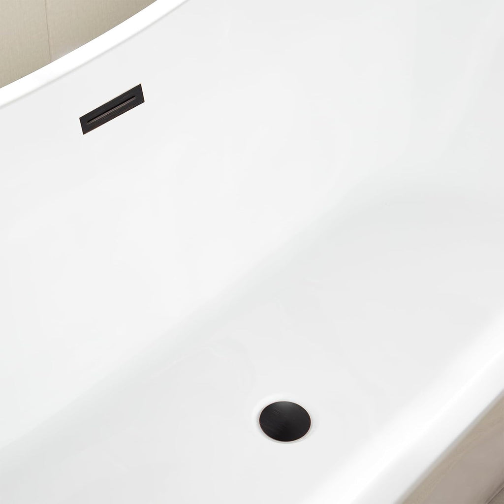 Vanity Art 71' Freestanding Bathtub | Free Standing Tub Stand Alone Tub with Contemporary Design for Soaking and Bathing, Overflow and Pop-up Drain with UPC Certified, Acrylic, VA6517-ORB