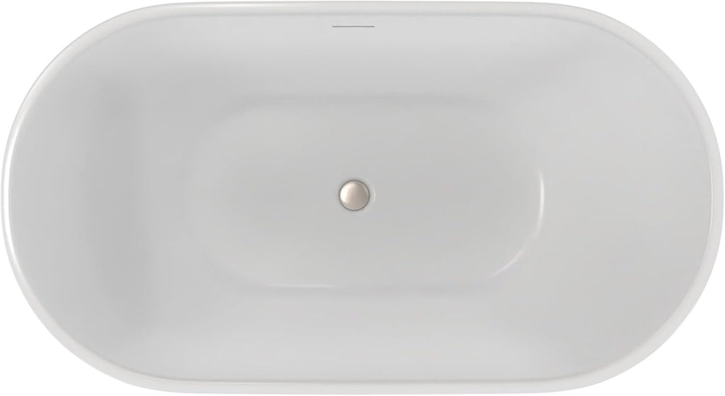 Alliance Pro 59 in. L x 31-1/2 in. W x 23-5/8 in. H Freestanding Acrylic Bathtub, Brushed Nickel Drain