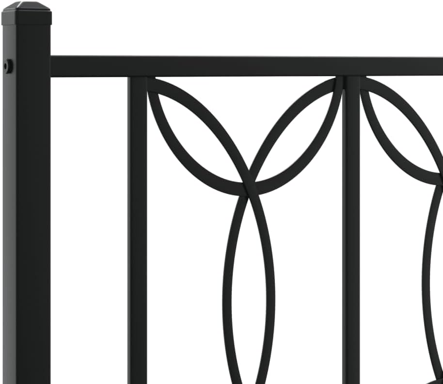 King Bed Frame Steel Platform Bed with Headboard Black 76'x79.9' Heavy Duty Metal Bedframe Underbed Storage Space for Bedroom