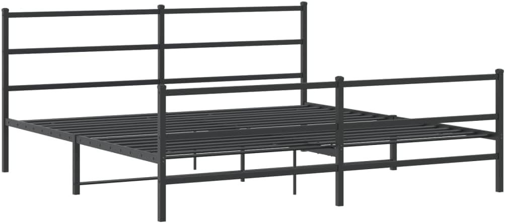 Metal Bed Frame King Size Black Steel Platform Bedframe with Footboard and Underbed Storage Space Sturdy Heavy Duty Bed Base for Bedroom Guest Room Home Furniture