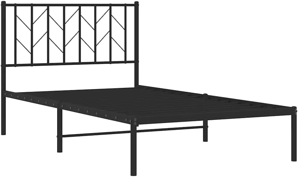 Metal Bed Frame with Headboard Black Twin Size Platform Bed Frame Sturdy Steel Construction Underbed Storage Space for Bedroom Furniture