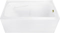 Aqua Eden CVTAP543023R3 54' Acrylic Rectangular 3-Wall Alcove Tub with Armrests, Right Hand Drain, Glossy White/Antique Brass