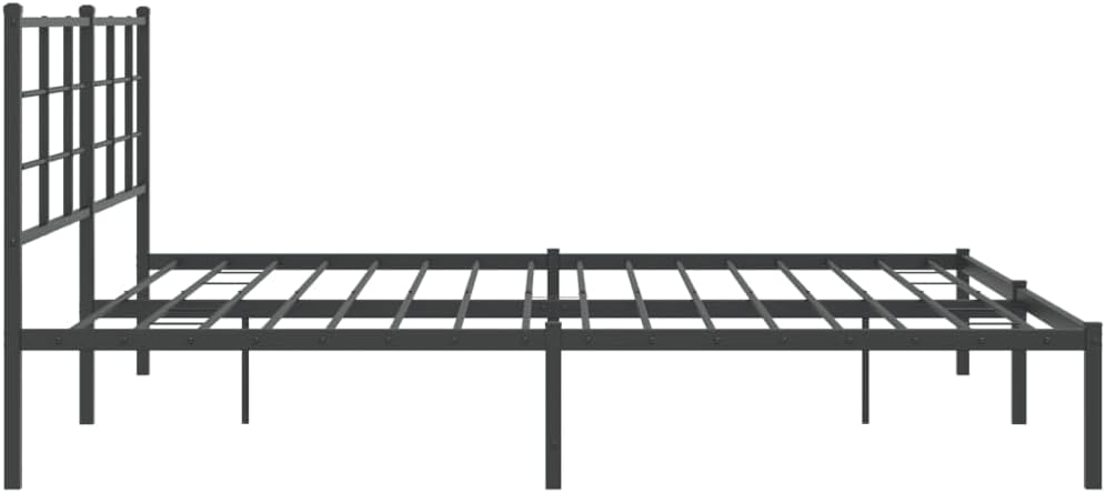 Metal Bed Frame with Headboard Black Steel King Size Platform Bedframe 76'x79.9' Durable Bed Base with Underbed Storage Space for Bedroom Furniture