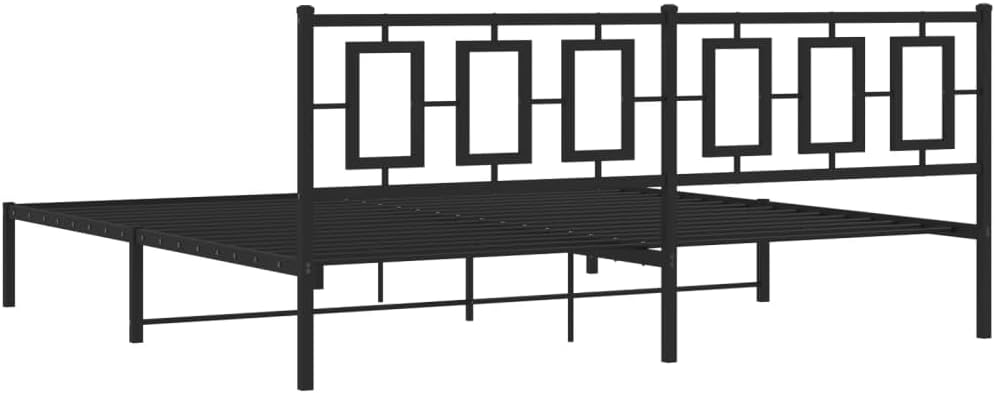 Metal Bed Frame King Size Black Steel Platform Bedframe with Headboard Sturdy Construction Underbed Storage Space for Bedroom Furniture