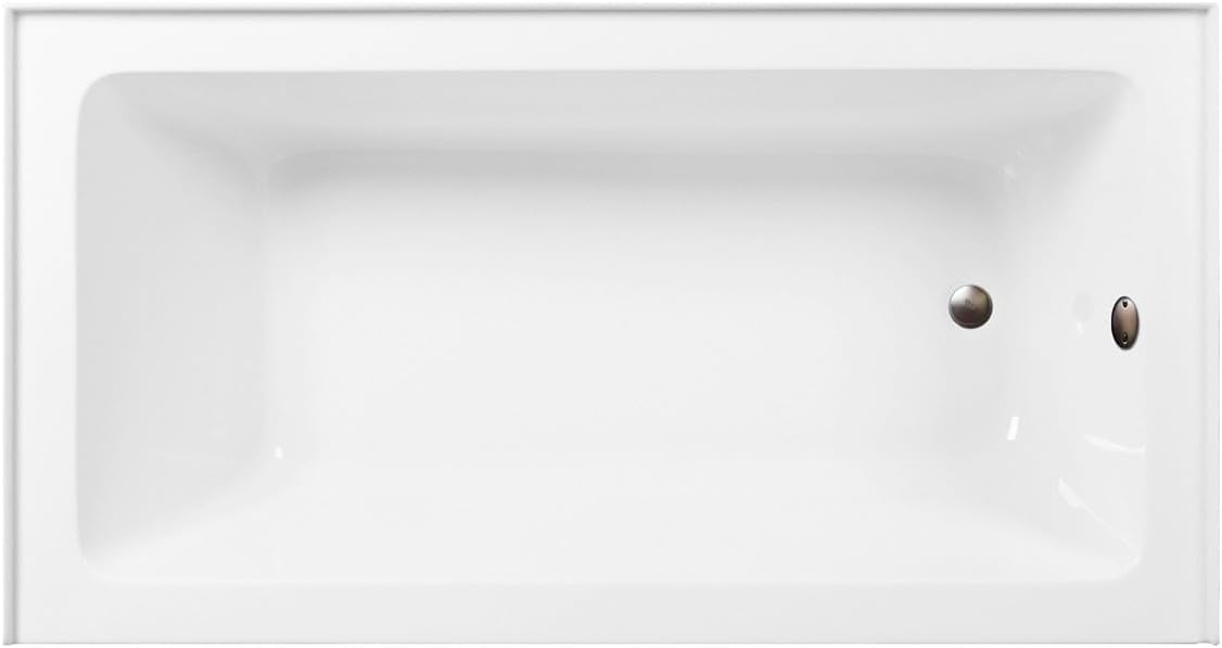 Aqua Eden CVTAP603222R5 60' Acrylic Rectangular 3-Wall Alcove Tub, Right Hand Drain, Glossy White/Oil Rubbed Bronze