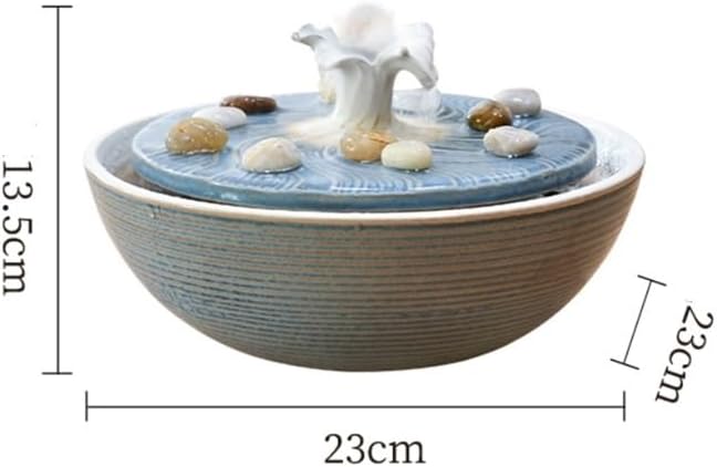 Table Top Water Fountain Indoor, Modern Ceramic Tabletop Fountain - Minimalist Zen Waterfall Decor for Home Office Home Decor(Brown)