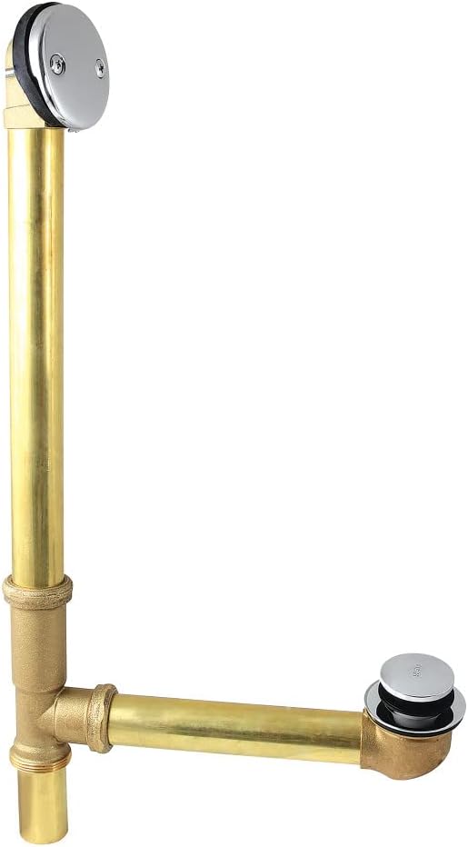 Kingston Brass 60' Acrylic Alcove Tub with Right Drain and Polished Chrome Tip-Toe Bath Tub Drain
