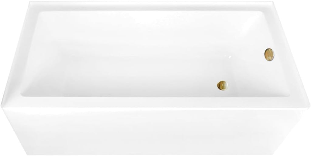 Aqua Eden CVTAP663222R7 66' Acrylic Rectangular 3-Wall Alcove Tub, Right Hand Drain, Glossy White/Brushed Brass