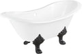 Signature Hardware 915546-72-RH-ND Arabella 72' Cast Iron Soaking Clawfoot Tub with Pre-Drilled Overflow Hole and 7' Rim Holes - Less Drain - White/Matte Black Feet
