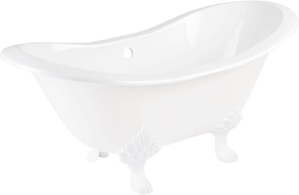 Signature Hardware 915546-72-RH-ND Arabella 72' Cast Iron Soaking Clawfoot Tub with Pre-Drilled Overflow Hole and 7' Rim Holes - Less Drain - White/White Feet