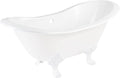 Signature Hardware 915546-72-RH-ND Arabella 72' Cast Iron Soaking Clawfoot Tub with Pre-Drilled Overflow Hole and 7' Rim Holes - Less Drain - White/White Feet