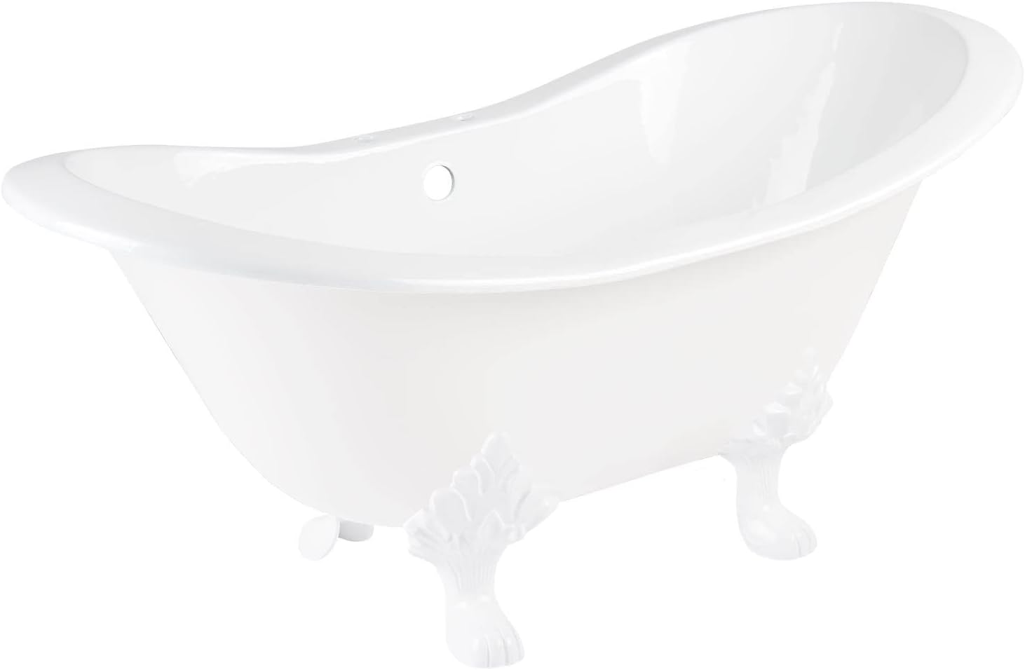 Signature Hardware 915546-72-RH-ND Arabella 72' Cast Iron Soaking Clawfoot Tub with Pre-Drilled Overflow Hole and 7' Rim Holes - Less Drain - White/White Feet