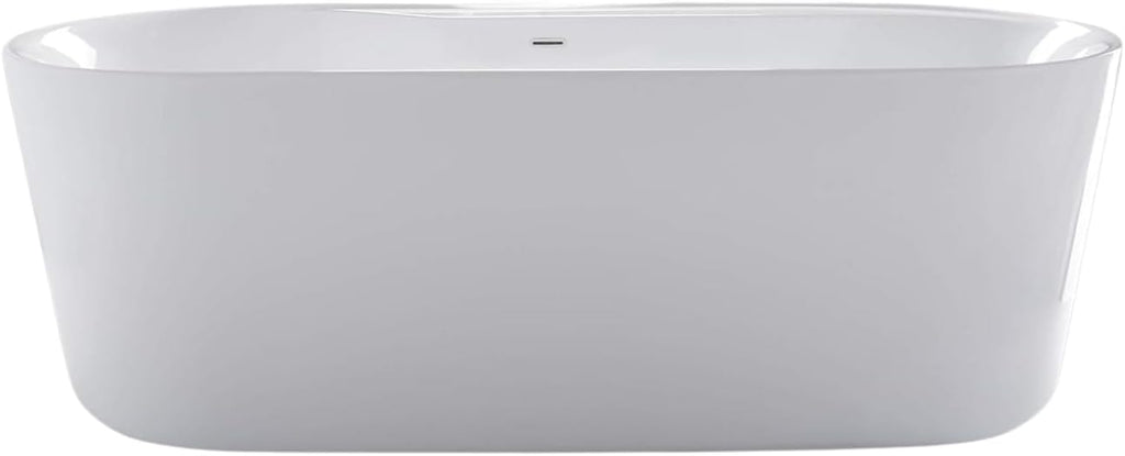 Carver Tubs - Amur 70' - Modern Freestanding Soaking Bathtub With Heated Jetted Air - Modern Spacious Oval Acrylic Fiberglass Tub With Chrome Drain - Deep Relaxing Soak - 70.5'L x32.5'W x 23'H