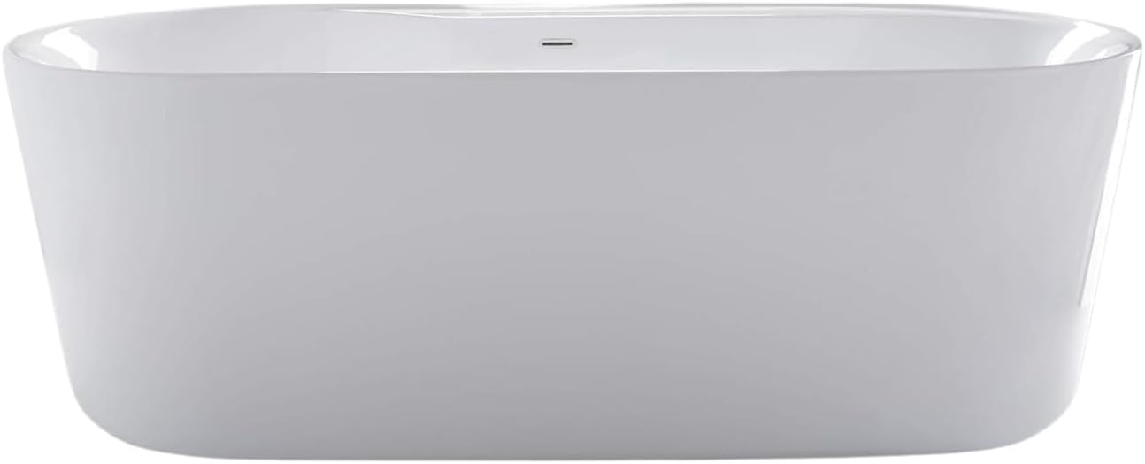 Carver Tubs - Amur 70' - Modern Freestanding Soaking Bathtub With Heated Jetted Air - Modern Spacious Oval Acrylic Fiberglass Tub With Chrome Drain - Deep Relaxing Soak - 70.5'L x32.5'W x 23'H