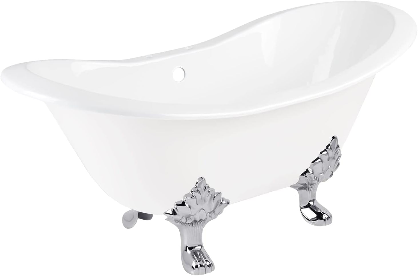 Signature Hardware 915546-61-RH-ND Arabella 61' Cast Iron Soaking Clawfoot Tub with Pre-Drilled Overflow Hole and 7' Rim Holes - Less Drain - White/Chrome Feet