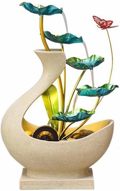 Tabletop Fountains Iron Desktop Fountain Circulating Water Lotus Decoration Zen Meditation Ornament Indoor Fountains