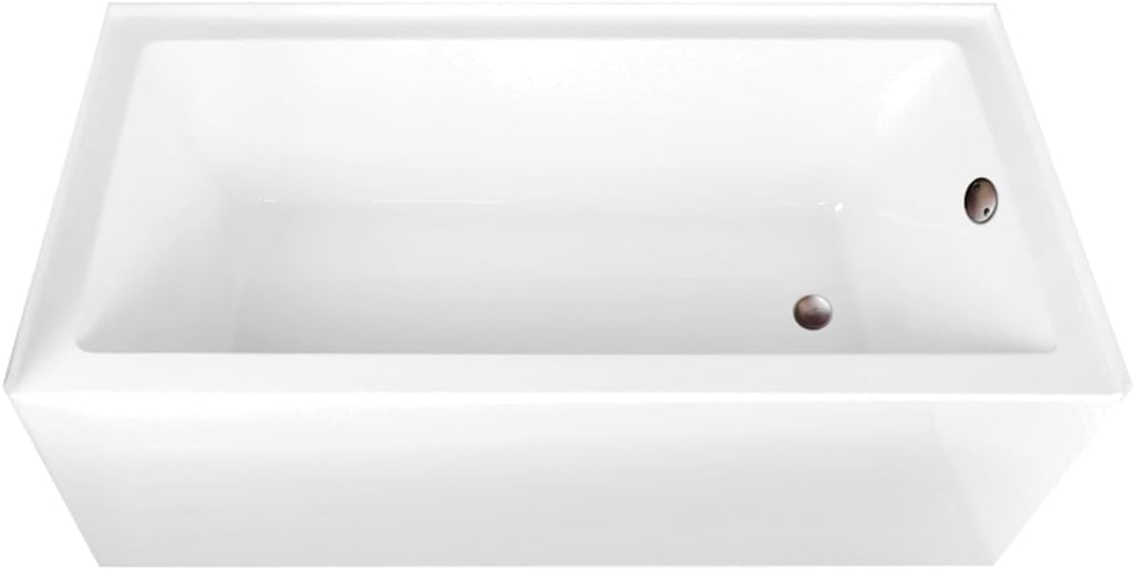 Aqua Eden CVTAP663222R5 66' Acrylic Rectangular 3-Wall Alcove Tub, Right Hand Drain, Glossy White/Oil Rubbed Bronze