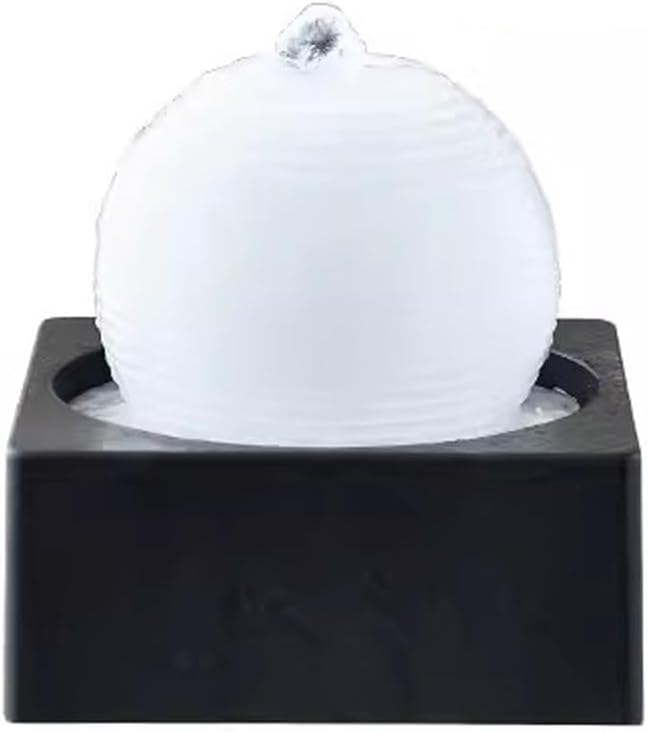 Tabletop Fountain Living Room White Desktop Small Flowing Water Modern and Minimalist Office Circular Fountain Decorations Plastic Desktop Fountain Desktop Fountain (Color : White)