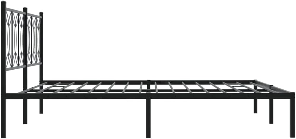 King Bed Frame Steel Platform Bed with Headboard Black 76'x79.9' Heavy Duty Metal Bedframe Underbed Storage Space for Bedroom