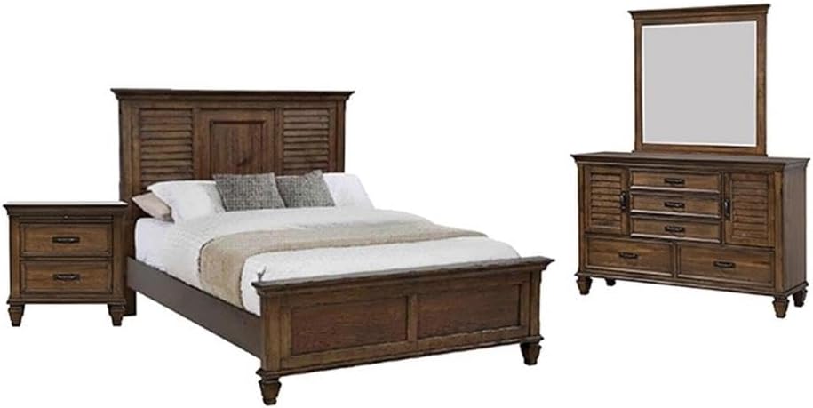 Coaster Franco Queen Bed 4-Piece Set, Burnished Oak