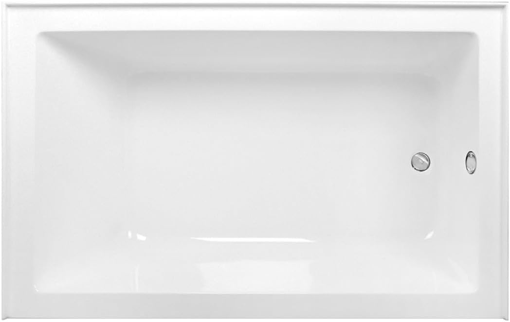 Aqua Eden CVTAP603622R1 60' Acrylic Rectangular 3-Wall Alcove Tub, Right Hand Drain, Glossy White/Polished Chrome